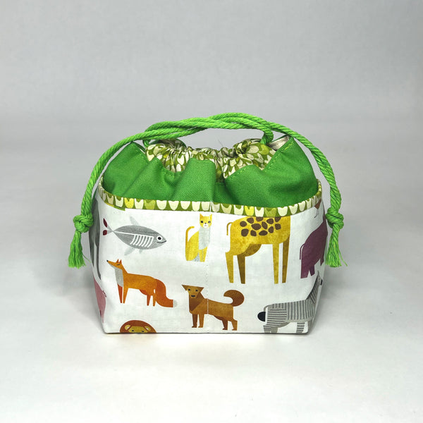 A-Z Animals Small Pocketed Drawstring Knitting Project Craft Bag