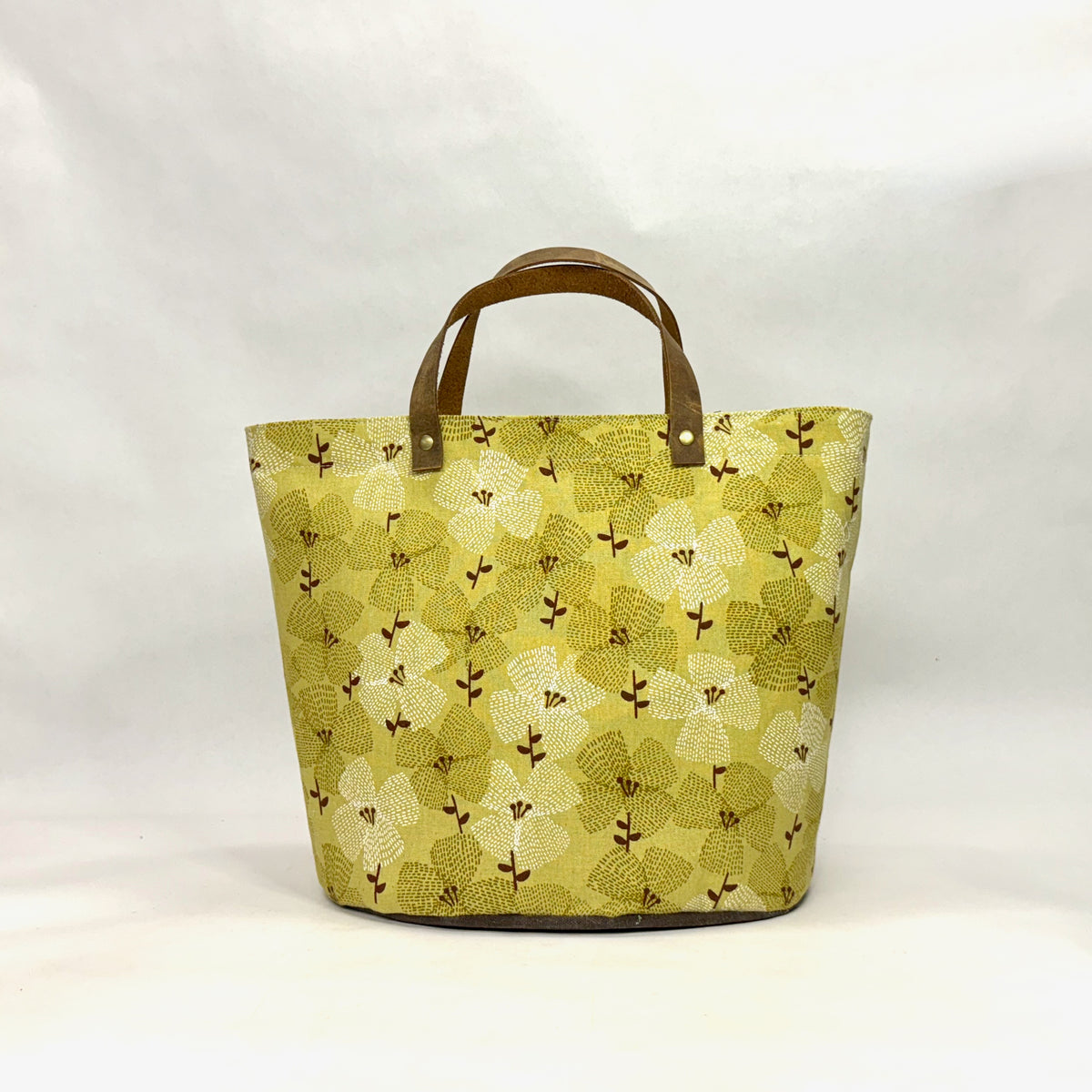 なおみママ様　cotton&steal fabric handmade bag Floral Avocado Oval Bottom Knitting Craft Tote Bag – tanneicasey