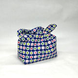 Rows of Flowers Blue Knot Top Knitting Project Craft Bag