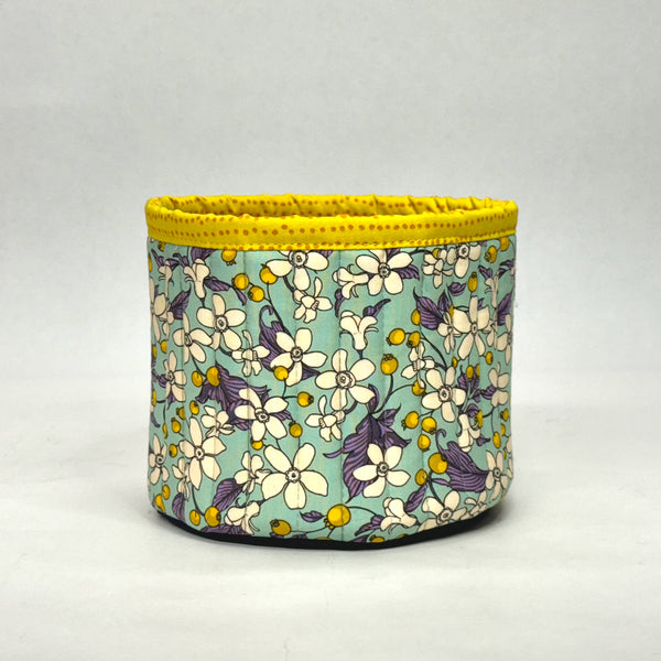 Flowers and Berries Fabric Basket Tubby Yarn Bowl