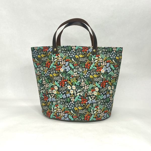 Meadow Green Oval Bottom Knitting Craft Tote Bag