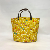 Forget Me Not Yellow Oval Bottom Knitting Craft Tote Bag