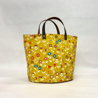 Forget Me Not Yellow Oval Bottom Knitting Craft Tote Bag