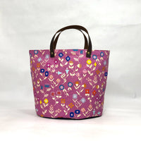 Forget Me Not Pink Oval Bottom Knitting Craft Tote Bag