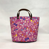 Forget Me Not Pink Oval Bottom Knitting Craft Tote Bag