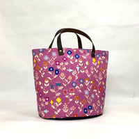 Forget Me Not Pink Oval Bottom Knitting Craft Tote Bag