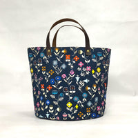 Forget Me Not Navy Oval Bottom Knitting Craft Tote Bag