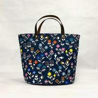 Forget Me Not Navy Oval Bottom Knitting Craft Tote Bag