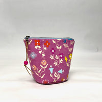 Forget Me Not Pink Round Bottom Small Zipper Pouch