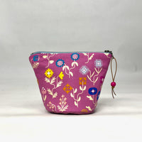 Forget Me Not Pink Round Bottom Small Zipper Pouch