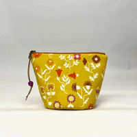 Forget Me Not Yellow Round Bottom Small Zipper Pouch