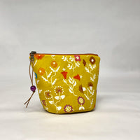 Forget Me Not Yellow Round Bottom Small Zipper Pouch