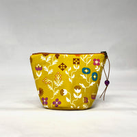 Forget Me Not Yellow Round Bottom Small Zipper Pouch