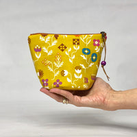 Forget Me Not Pink Round Bottom Small Zipper Pouch