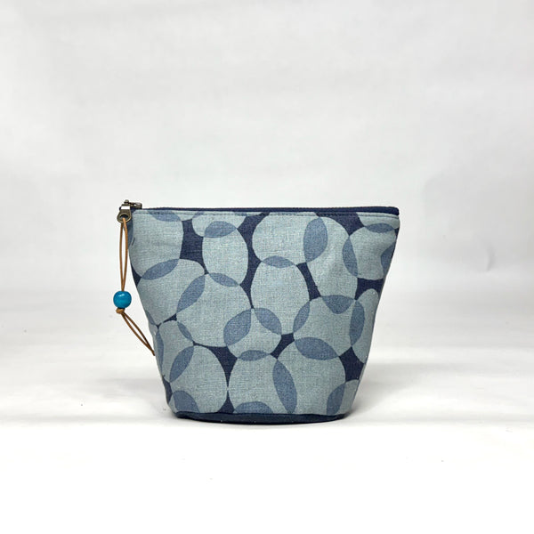 Gather Circles Blue Small Round Bottom Zipper Notions Gadget Pouch