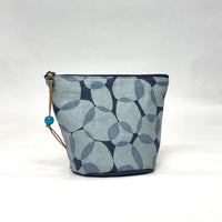 Gather Circles Blue Round Bottom Small Zipper Pouch