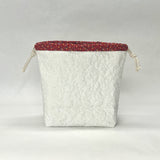 Patchwork Quilted Red Heart Large Drawstring Knitting Project Craft Bag