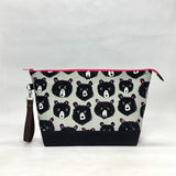 Teddy and the Bears Steel XL Zipper Knitting Project Craft Bag with Detachable Leather Wrist Strap