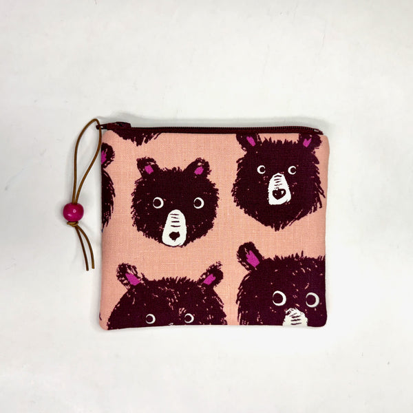 Teddy and the Bears Peach Zipper Pouch / Coin Purse / Gadget / Cosmetic Bag