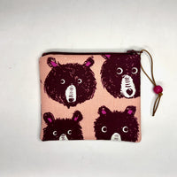 Teddy and the Bears Peach Zipper Pouch / Coin Purse / Gadget / Cosmetic Bag