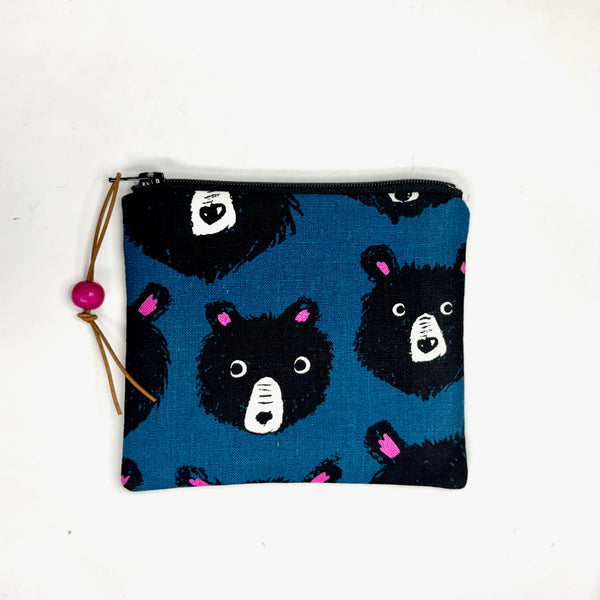Teddy and the Bears Blue Zipper Pouch / Coin Purse / Gadget / Cosmetic Bag