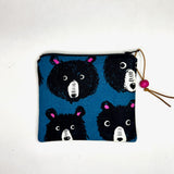 Teddy and the Bears Blue Zipper Pouch / Coin Purse / Gadget / Cosmetic Bag