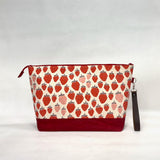 Strawberry Natural XL Zipper Knitting Project Craft Bag with Detachable Leather Wrist Strap
