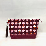 Strawberry Plum XL Zipper Knitting Project Craft Bag with Detachable Leather Wrist Strap