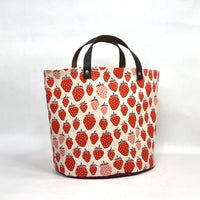 Strawberry Natural Oval Bottom Knitting Craft Tote Bag