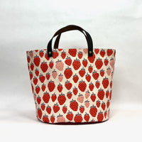 Strawberry Natural Oval Bottom Knitting Craft Tote Bag