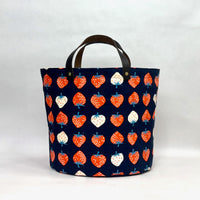 Strawberry Navy Oval Bottom Knitting Craft Tote Bag