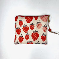 Strawberry Natural Zipper Pouch / Coin Purse / Gadget / Cosmetic Bag