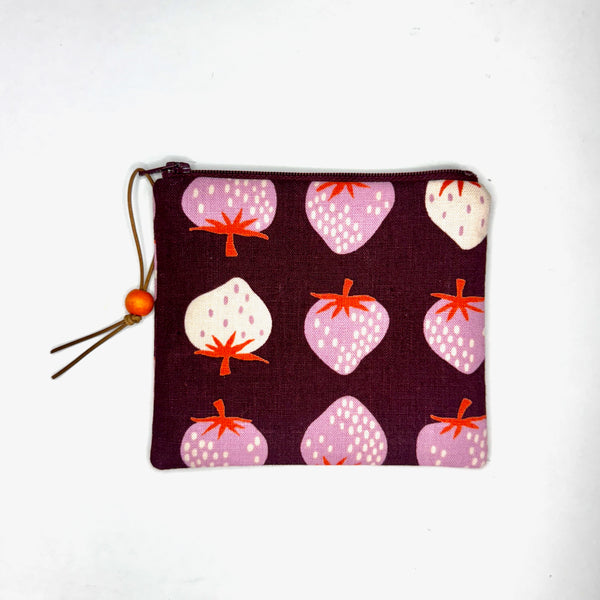 Strawberry Plum Zipper Pouch / Coin Purse / Gadget / Cosmetic Bag