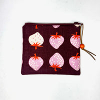 Strawberry Plum Zipper Pouch / Coin Purse / Gadget / Cosmetic Bag