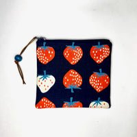 Strawberry Navy Zipper Pouch / Coin Purse / Gadget / Cosmetic Bag