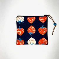 Strawberry Navy Zipper Pouch / Coin Purse / Gadget / Cosmetic Bag