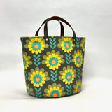 Retro Dahlia Oval Bottom Knitting Craft Tote Bag