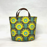 Retro Dahlia Oval Bottom Knitting Craft Tote Bag