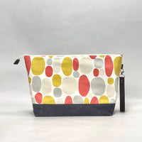 Oval Dots XL Zipper Knitting Project Craft Bag with Detachable Leather Wrist Strap