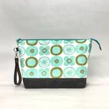 Pickle Chips XL Zipper Knitting Project Craft Bag with Detachable Leather Wrist Strap