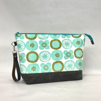 Pickle Chips XL Zipper Knitting Project Craft Bag with Detachable Leather Wrist Strap