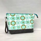 Pickle Chips XL Zipper Knitting Project Craft Bag with Detachable Leather Wrist Strap