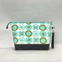 Pickle Chips XL Zipper Knitting Project Craft Bag with Detachable Leather Wrist Strap