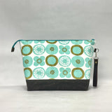Pickle Chips XL Zipper Knitting Project Craft Bag with Detachable Leather Wrist Strap