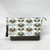 Scandi Blooms XL Zipper Knitting Project Craft Bag with Detachable Leather Wrist Strap