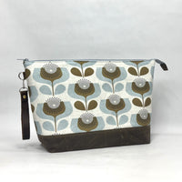 Scandi Blooms XL Zipper Knitting Project Craft Bag with Detachable Leather Wrist Strap