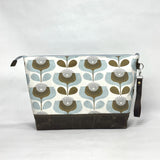 Scandi Blooms XL Zipper Knitting Project Craft Bag with Detachable Leather Wrist Strap