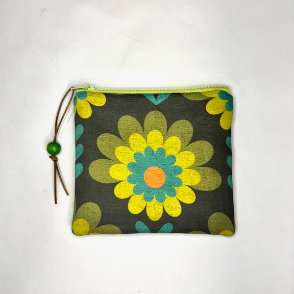 Retro Dahlia Zipper Pouch / Coin Purse / Gadget / Cosmetic Bag