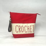 CROCHET Red Tall XL Zipper Knitting Project Craft Bag with Detachable Wrist Strap