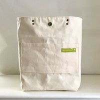 Garden Navy / Waxed Canvas Tote Bag with Leather Straps